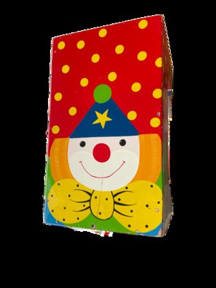 Bemalter MDF-Schemel mit Clown-Motiv