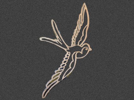 Filigrane fliegende Schwalbe aus Holz als dekoratives Motiv