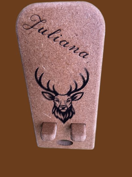 Personalisierter Handyhalter KNIBI Vorderansicht mit Gravur